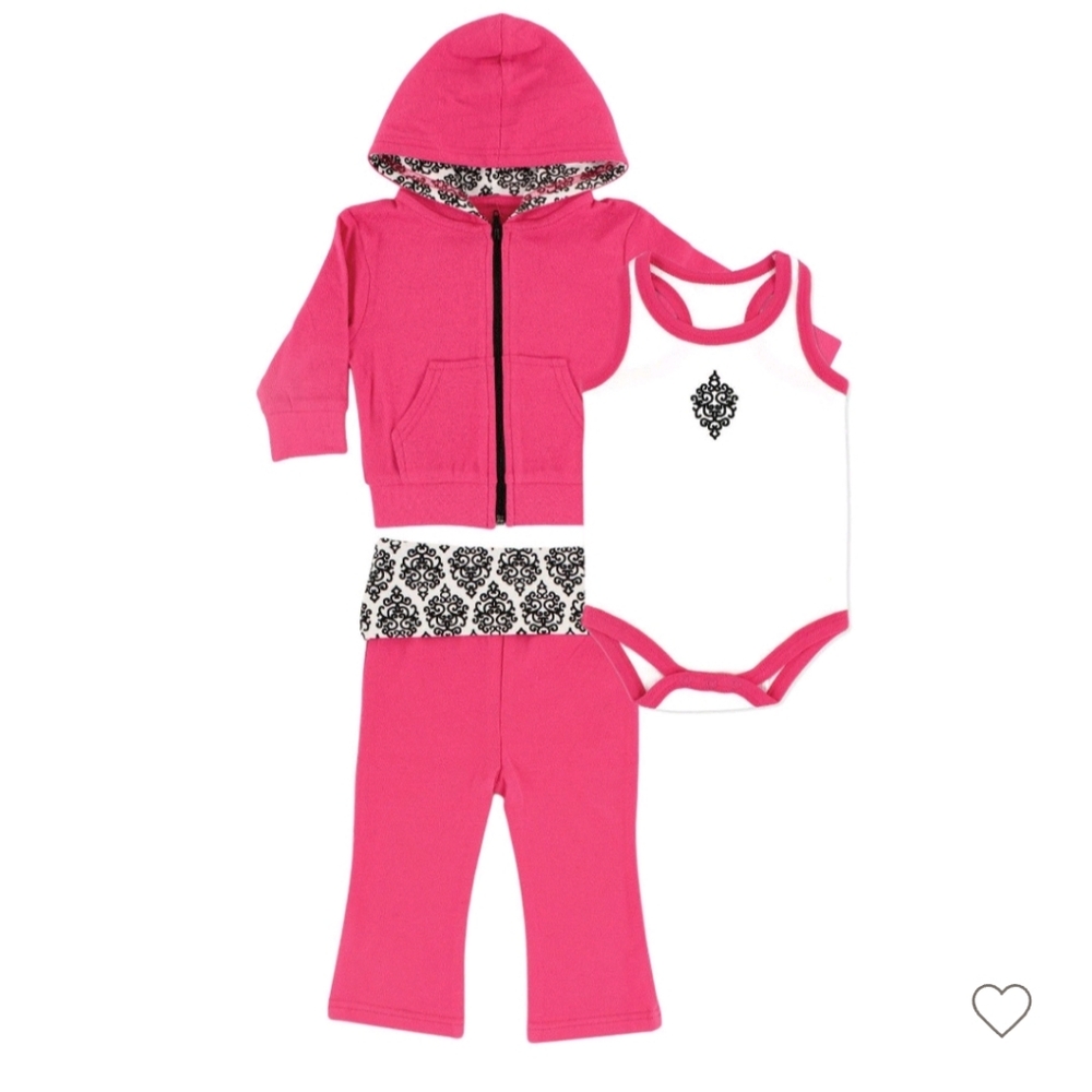 Yoga Sprouts Trio Set Pink, White, Black - Size 3-6 months